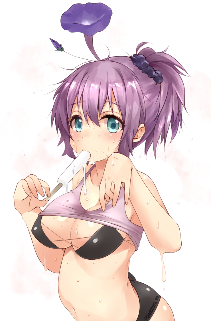 10s, 1girl, aoba_(kancolle), aqua_eyes, bare_arms, bare_shoulders, bikini, black_bikini