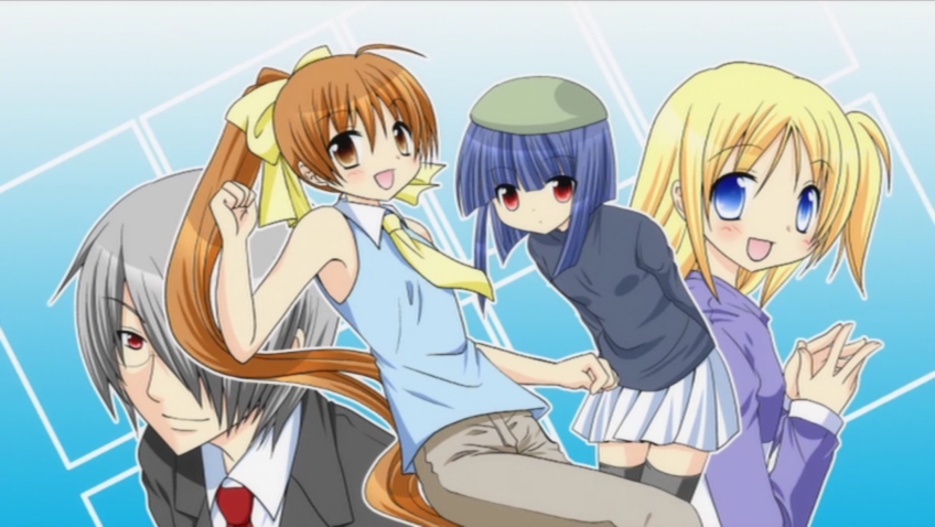 00s, 1boy, 3girls, anime_screenshot, arai_cherry, doujin_work, end_card, justice_(doujin_work)