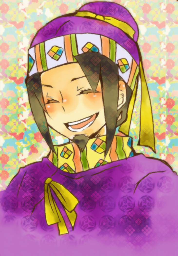 1boy, artist_request, asuka_period, black_hair, goatee, hat, male_focus, prince_shotoku, solo, upper_body