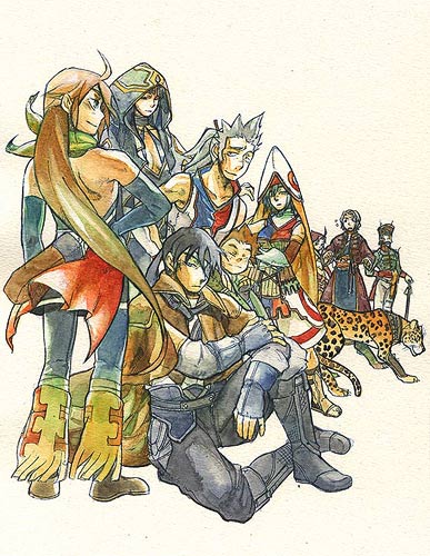 2girls, 6+boys, annotated, bergen, egbert_aethelbald, ernst, faylen_(suikoden), gensou_suikoden, gensou_suikoden_v, georg_prime, konami, leopard, lowres, multiple_boys, multiple_girls, nelis_(suikoden), norma_(suikoden), pointy_ears, roy_(suikoden), shula_valya, shula_vayla, tenshou_ryuu_(gensou_ryuukan), yahr_(suikoden), zerase_(suikoden)