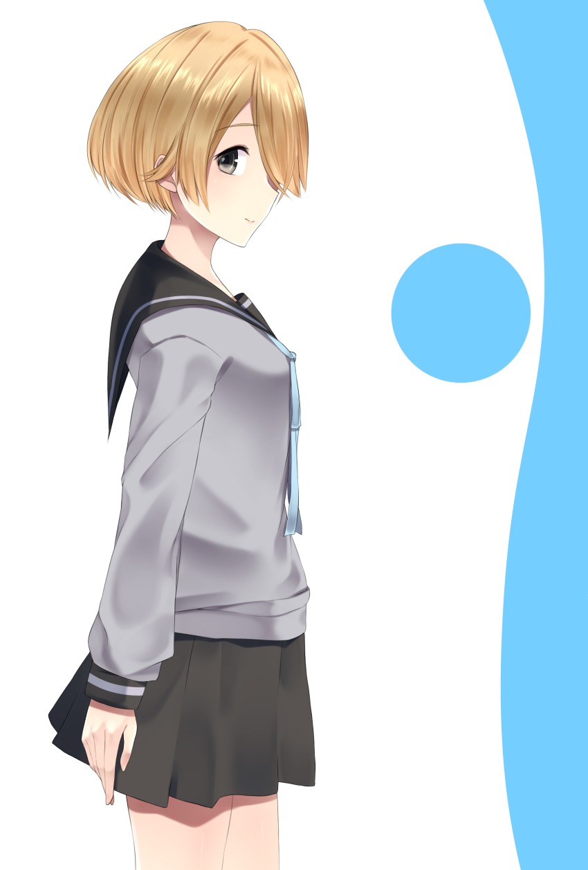 10s, 1girl, absurdres, brown_eyes, brown_hair, female_focus, hair_over_one_eye, highres