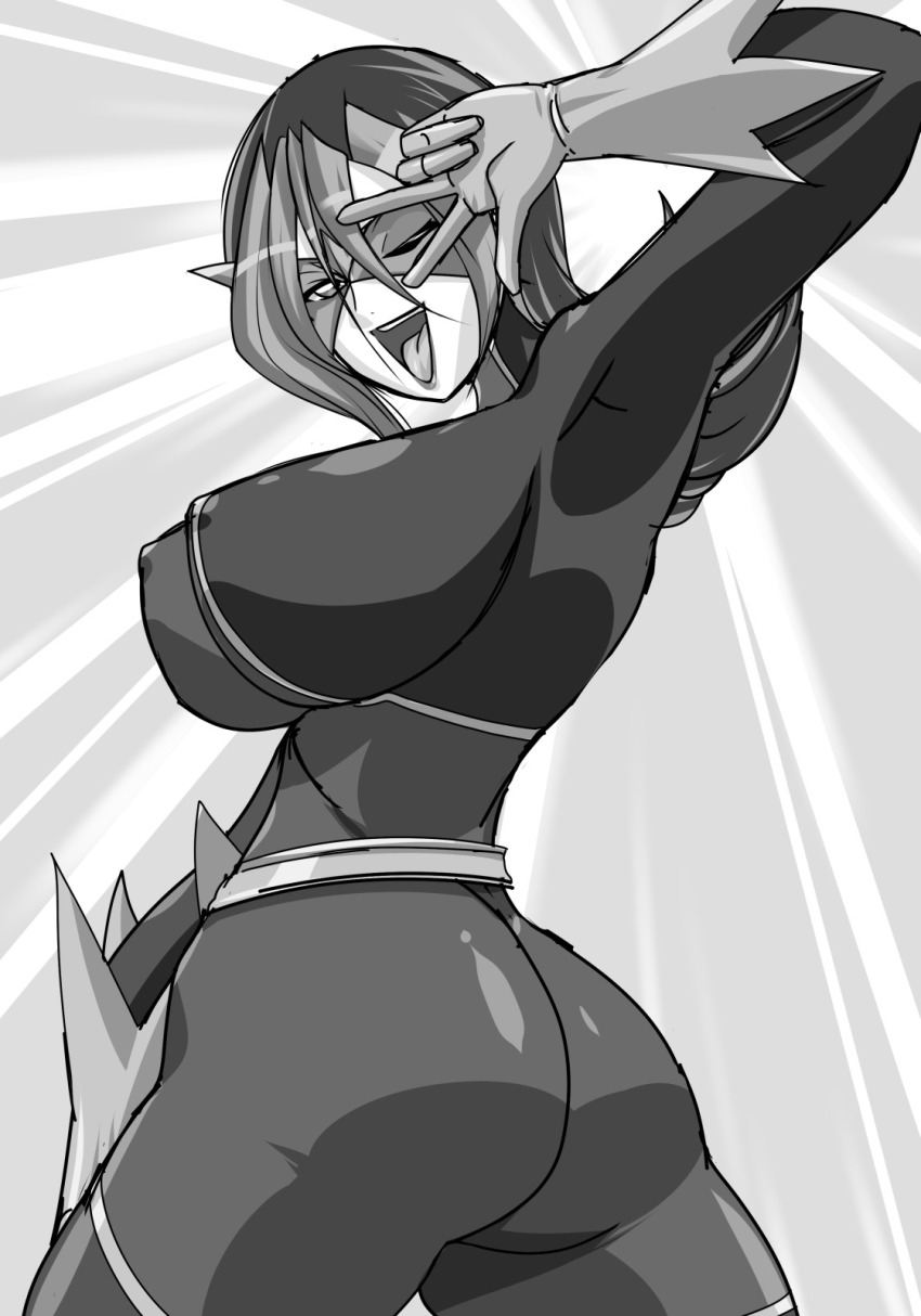 1girl, ass, bodysuit, breasts, droite_(yu-gi-oh!), female_focus, highres, hinokawa_jun