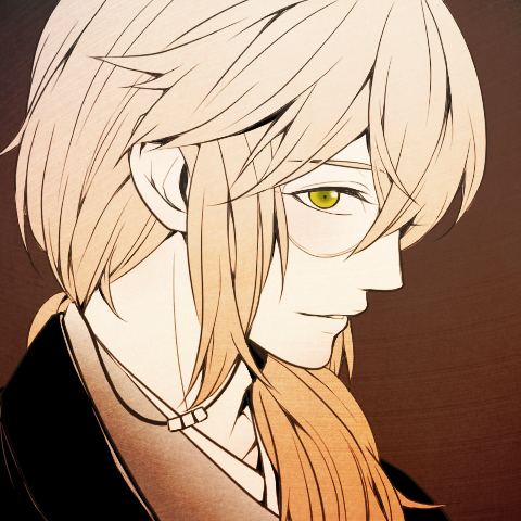 1boy, blonde_hair, character_request, glasses, gradient_background, ikemen_(series), komae0611, long_hair