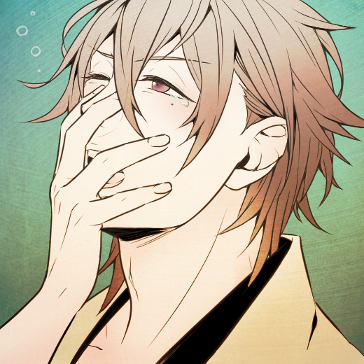 1boy, brown_hair, character_request, gradient_background, ikemen_(series), komae0611, male_focus, red_eyes