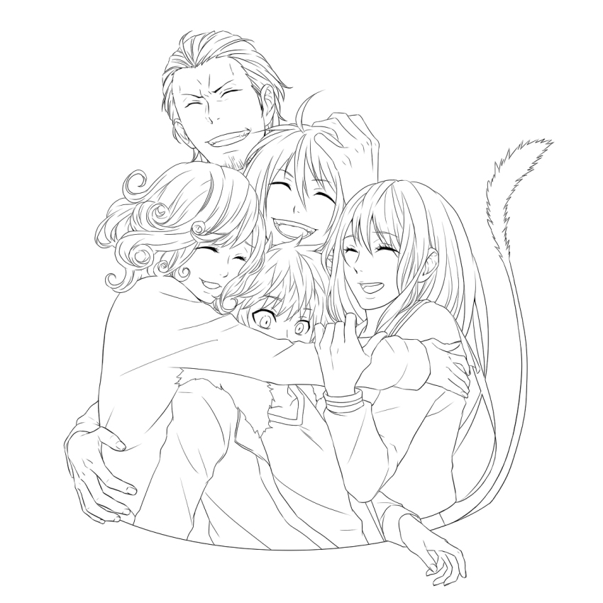 10s, daikoku_(noragami), highres, iki_hiyori, kofuku, komae0611, lineart, male_focus