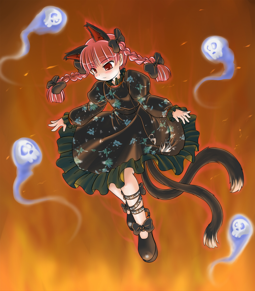 1girl, animal_ears, braid, cat_ears, cat_girl, cat_tail, female_focus, full_body