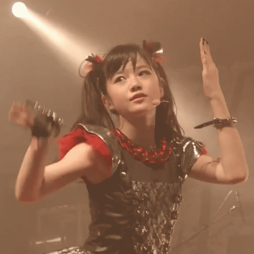 1girl, animated, animated_gif, babymetal, east_asian, heart, lowres, mizuno_yui