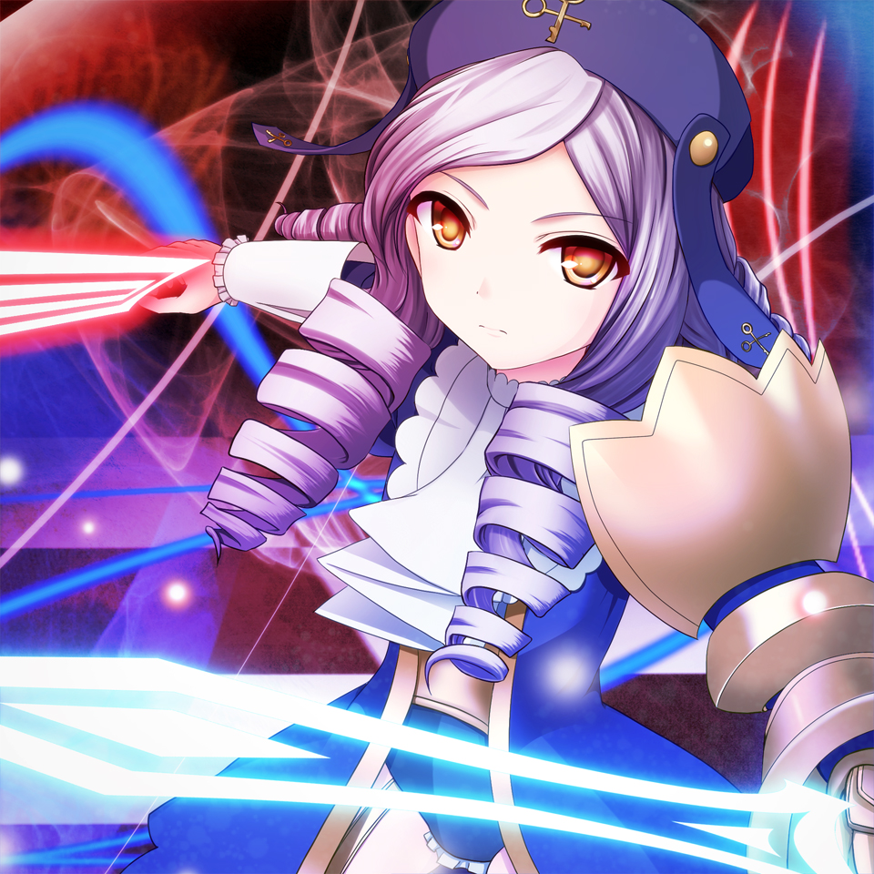 1girl, ascot, dlanor_a._knox, drill_hair, eiserne_jungfrau, female_focus, hat, leotard