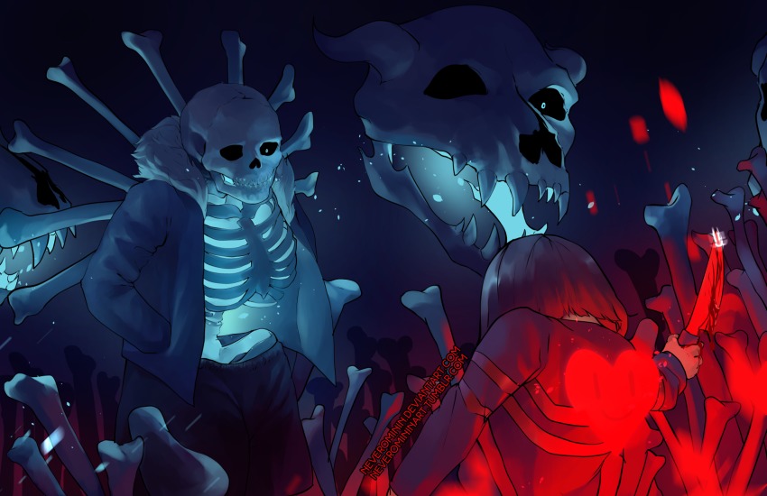 1boy, =), androgynous, blood, bloody_knife, bloody_weapon, bone, brown_hair