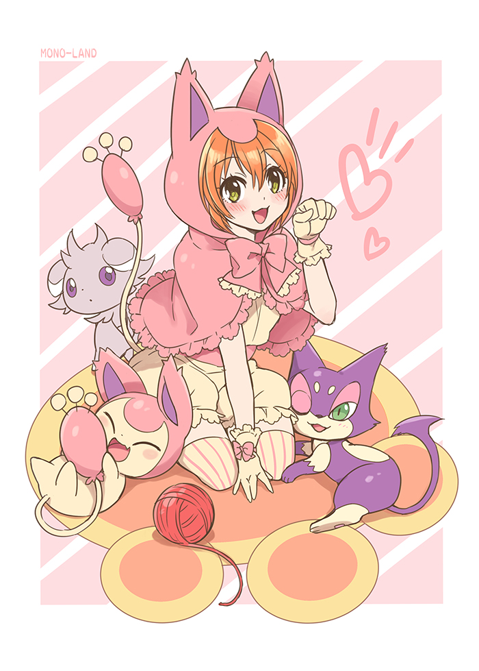 1girl, animal_ears, blush, bow, cat_ears, cosplay, espurr, gen_3_pokemon
