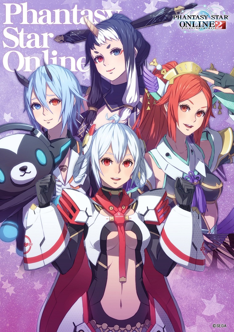 4girls, akikazu_mizuno, blue_eyes, edea_cluster, fingerless_gloves, gloves, hair_ornament, heterochromia