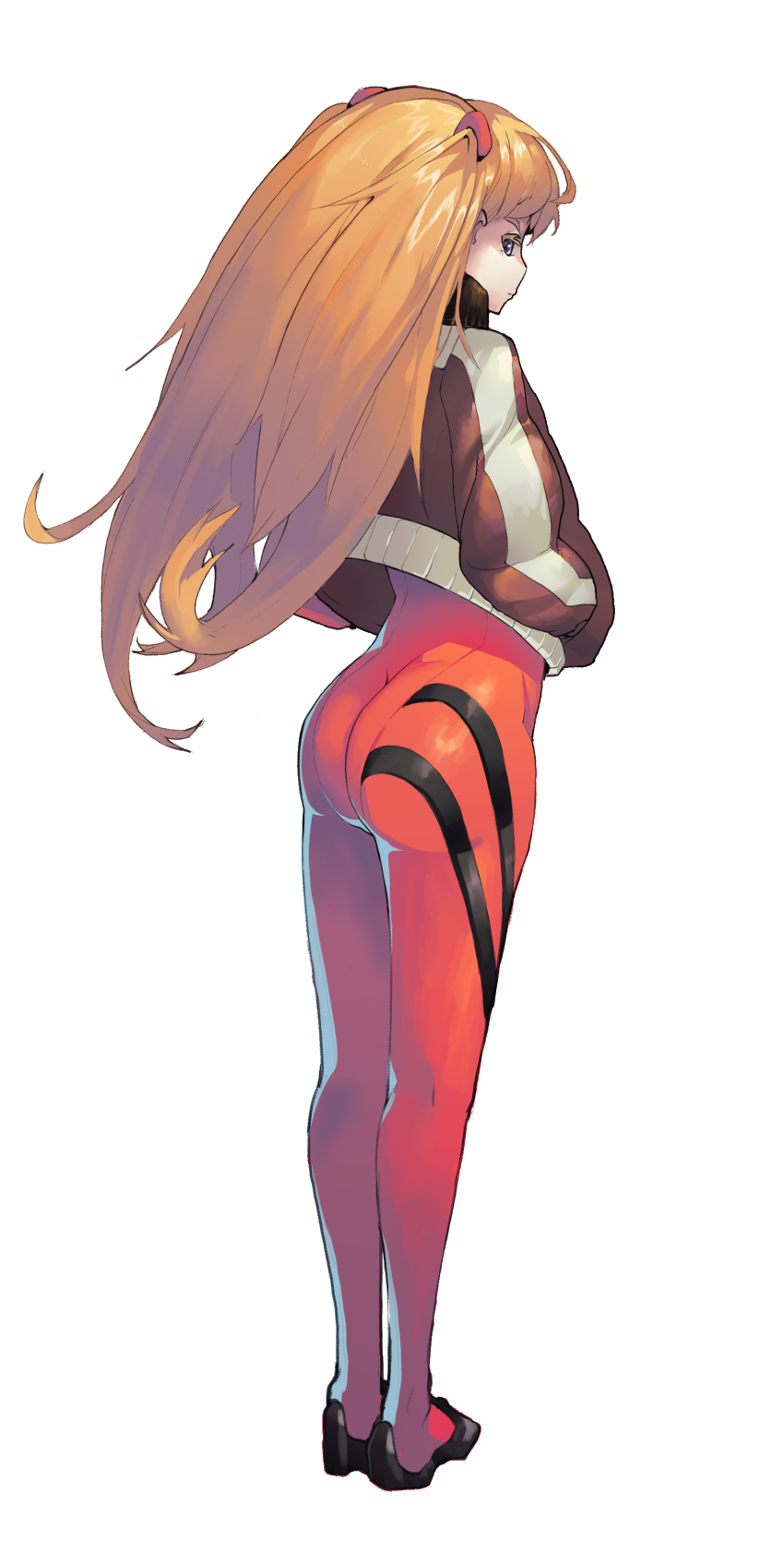 10s, absurdres, ass, blue_eyes, bodysuit, bracer, cacaco, evangelion:_3.0_you_can_(not)_redo