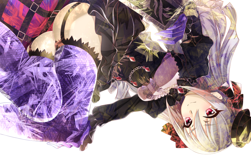 10s, 1girl, bad_id, bad_pixiv_id, female_focus, garter_straps, gothic_lolita, hair_down