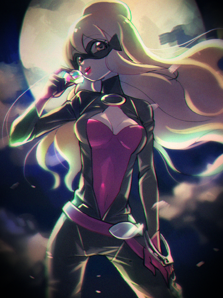 10s, 1girl, blonde_hair, breasts, brown_eyes, cat_burglar, catsuit, cleavage