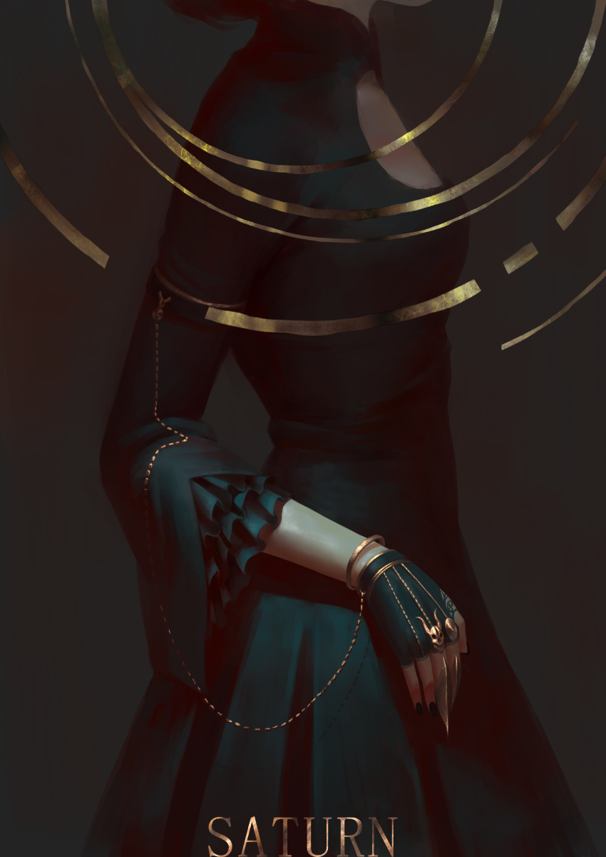 1girl, absurdres, artist_name, english_text, female_focus, fingerless_gloves, frilled_sleeves, frills