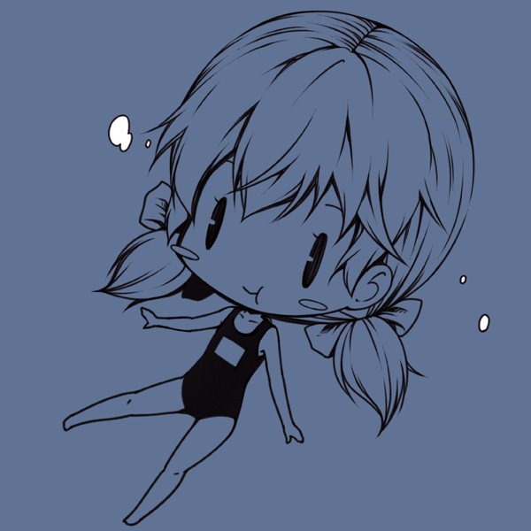 10s, 1girl, 61cm_quadruple_torpedo_mount, air_bubble, blue_theme, blush_stickers, bow, bubble