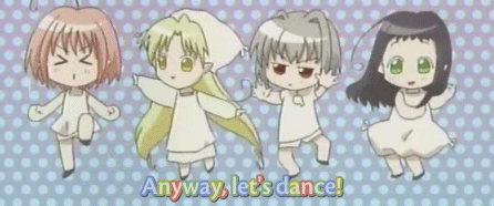 >_<, 00s, 4girls, ahoge, animated, animated_gif, binzume_yousei, chiriri_(binzume_yousei)