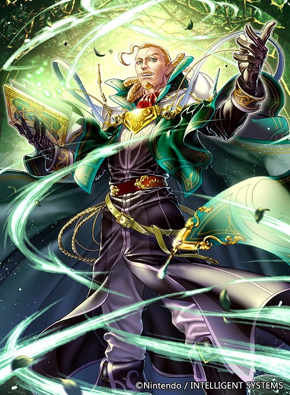 1boy, ahoge, ascot, bastian_(fire_emblem), beard, belt, black_gloves, blonde_hair