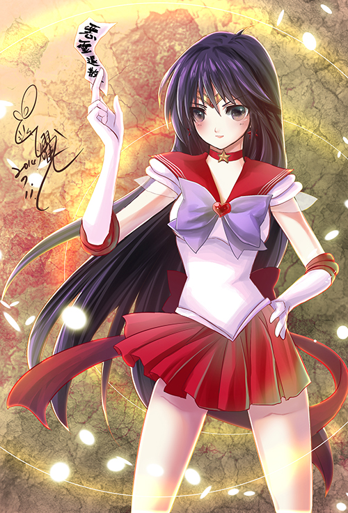 10s, 1girl, 2014, between_fingers, bishoujo_senshi_sailor_moon, black_eyes, black_hair, bow