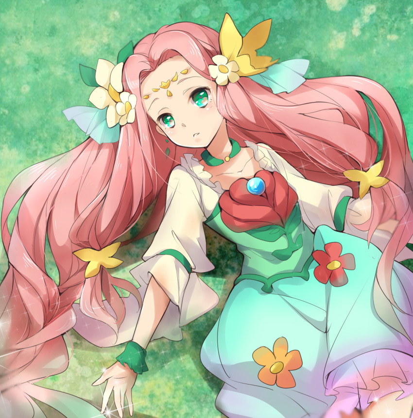 1girl, aqua_skirt, choker, collarbone, cowboy_shot, cure_felice, expressionless, female_focus