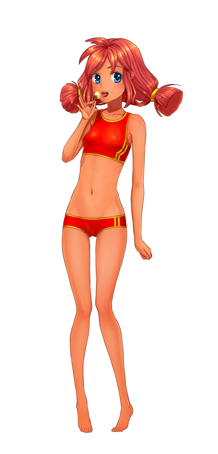 blue_eyes, everlasting_summer, highres, orika_nekoi, red_hair, simple_background, tagme, twintails