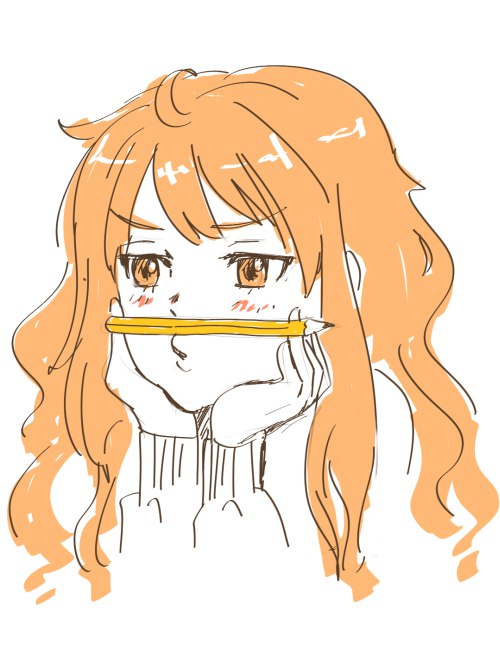 1girl, female_focus, koshkina_olya, matching_hair/eyes, my_lovely_sister, orange_eyes, orange_hair, orika_nekoi