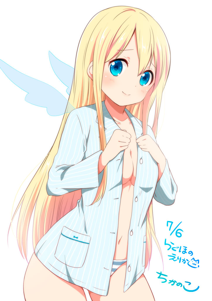 1girl, amatsuka_poi, artist_name, bad_id, bad_pixiv_id, blonde_hair, blue_eyes, blush