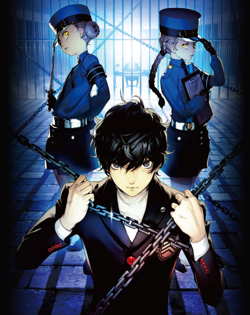 10s, 2boys, 2girls, absurdres, amamiya_ren, armband, black_eyes, black_hair