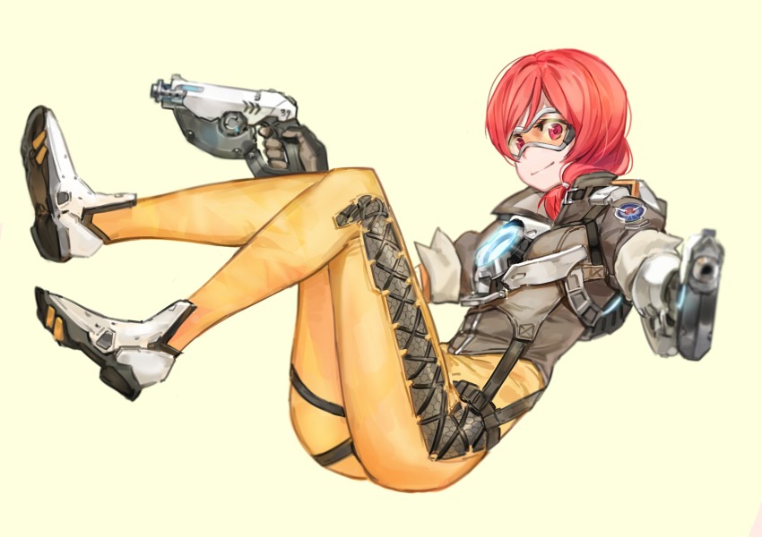 1girl, aiming, aiming_at_viewer, alternate_costume, black_gloves, blurry, bodysuit, bomber_jacket