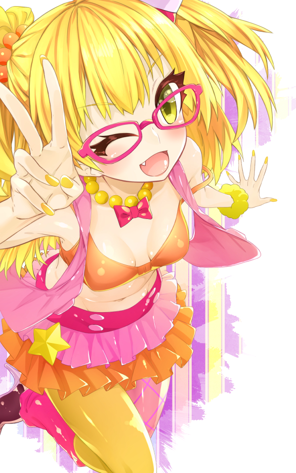 10s, 1girl, :d, asymmetrical_legwear, bad_id, bad_pixiv_id, bead_necklace, beads