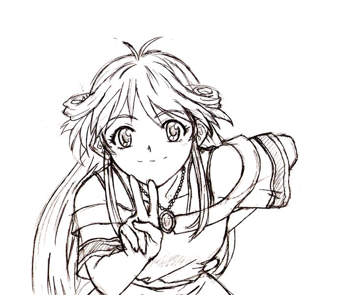 cleo_everlastin, greyscale, majutsushi_orphen, monochrome, sketch, solo, tagme, v