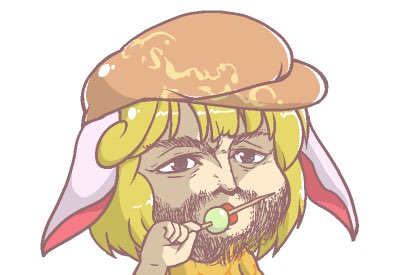 1boy, american_ringo, animal_ears, bad_id, bad_twitter_id, beard, blonde_hair, chibi