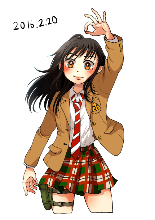 1girl, 2016, black_hair, blazer, brown_eyes, coppelion, countdown, cowboy_shot