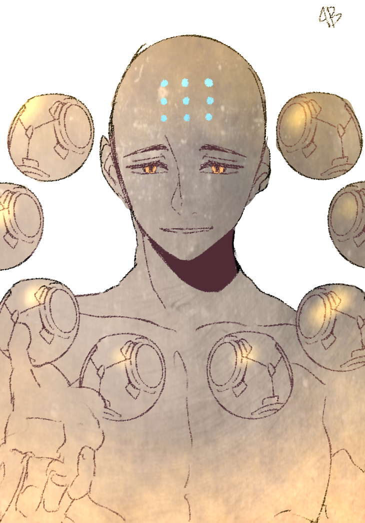 1boy, artist_name, bad_id, bad_pixiv_id, bald, bare_shoulders, collarbone, facial_mark