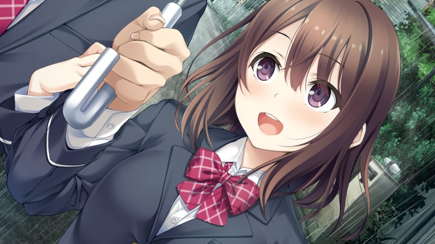 1girl, blush, breasts, brown_hair, futaba_yuiri, game_cg, happy, hitsuji_takako