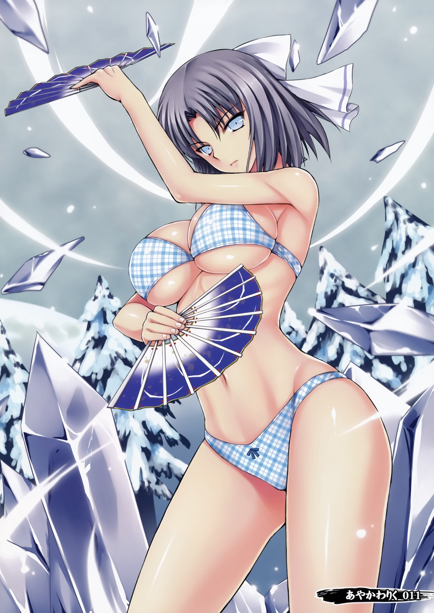 10s, 1girl, absurdres, ayakawa_riku, black_hair, blue_eyes, blue_panties, bow
