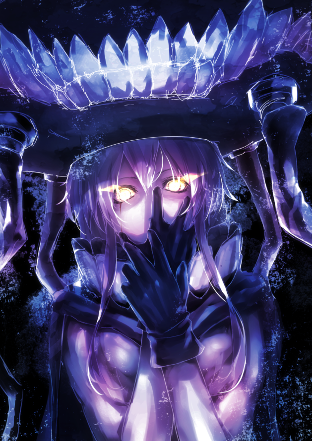 10s, 1girl, abyssal_ship, bodysuit, female_focus, gloves, glowing, glowing_eyes