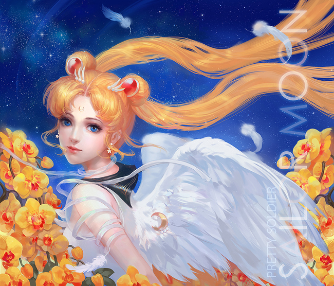 1girl, angel_wings, bishoujo_senshi_sailor_moon, bishoujo_senshi_sailor_moon_sailor_stars, blonde_hair, blue_eyes, blue_sailor_collar, crescent