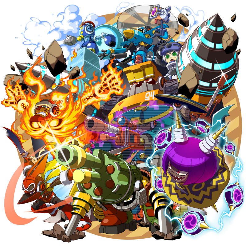 2girls, 6+boys, aviator_(mighty_no._9), battalion_(mighty_no._9), beck_(mighty_no._9), brandish_(mighty_no._9), cloak, countershade_(mighty_no._9)