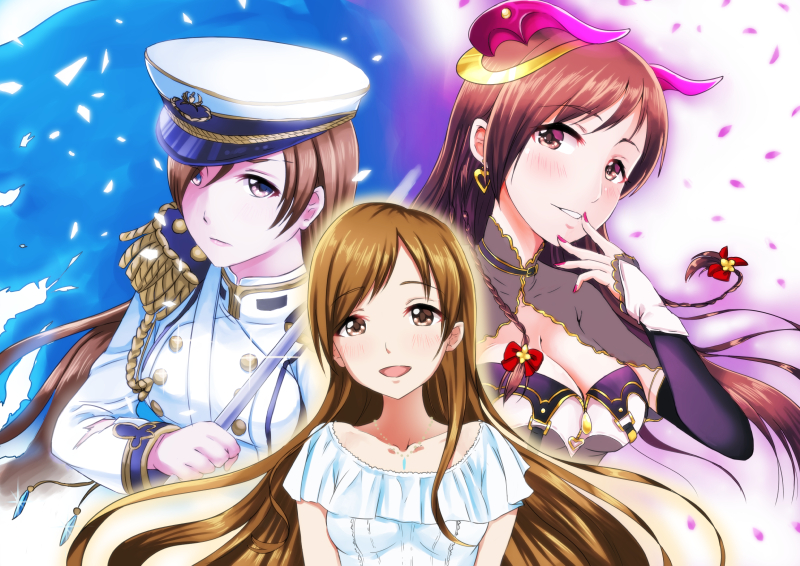 10s, 1girl, aiguillette, bad_id, bad_pixiv_id, braid, breasts, brown_eyes