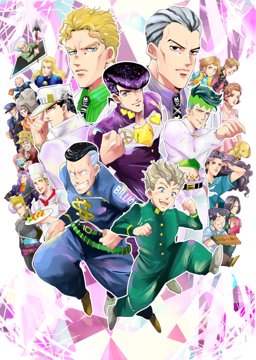 apron, arnold_(jojo), arrow_(jojo), arrow_(projectile), atom_heart_father_(stand), baby, bag, beard