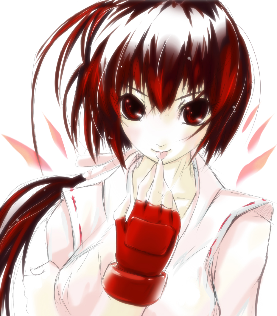 00s, 1girl, :p, bad_id, bad_pixiv_id, female_focus, musubi, ponytail