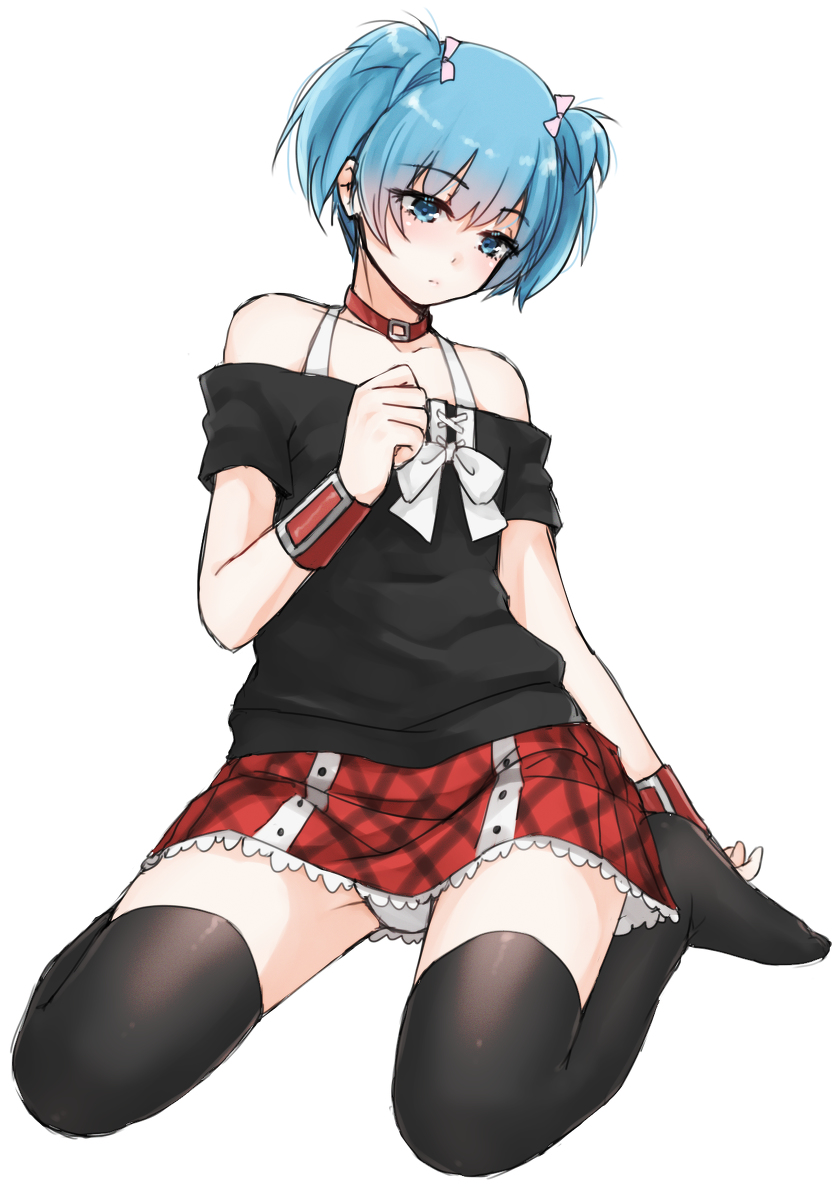10s, ansatsu_kyoushitsu, blue_eyes, blue_hair, collar, crossdressing, hair_ribbon, highres