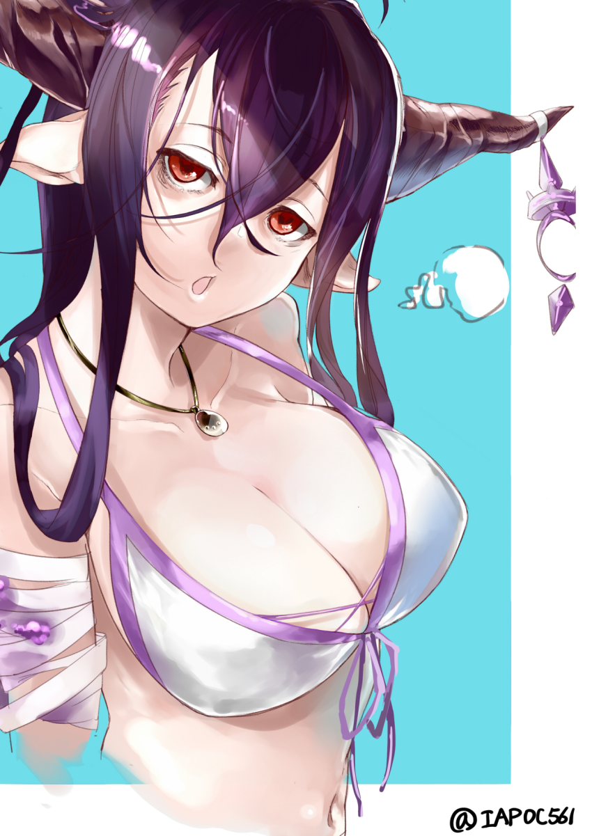 10s, 1girl, :o, bad_id, bad_pixiv_id, bandaged_arm, bandages, bikini
