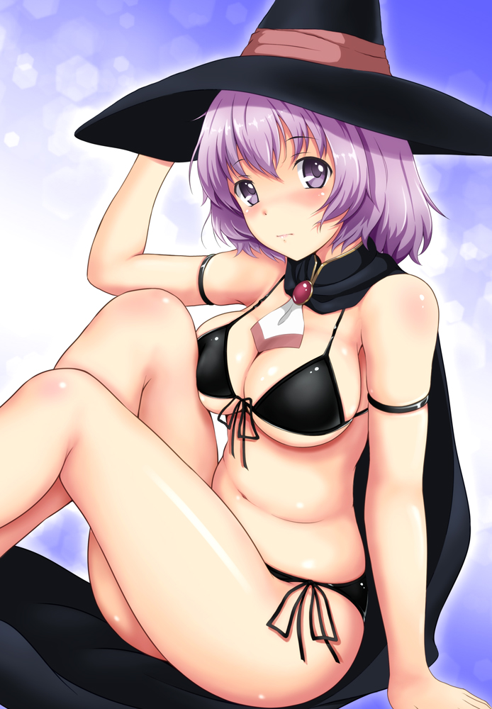 10s, 1girl, arm_at_side, arm_strap, arm_support, belly, bikini, black_bikini