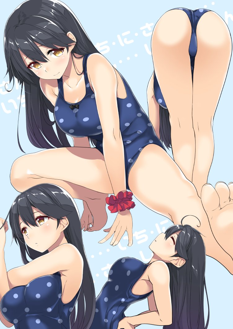 10s, 1girl, ahoge, arched_back, armpits, ass, bare_legs, bare_shoulders