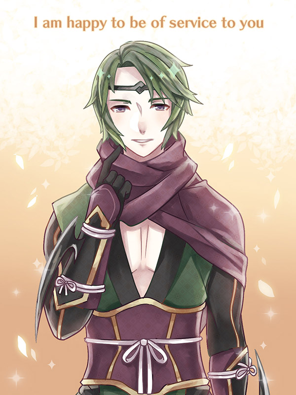 1boy, circlet, faithoala, fire_emblem, fire_emblem_fates, gameplay_mechanics, green_hair, kaze_(fire_emblem)