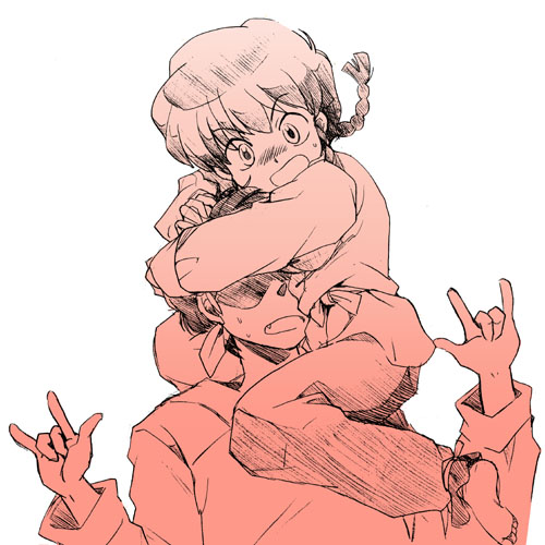 1boy, 1girl, barefoot, biifun, braid, chinese_clothes, gender_request, genderswap