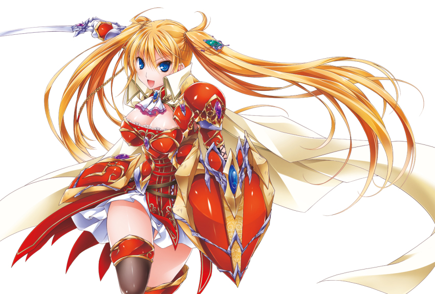 1girl, armor, asio_(asiogimuto), bad_id, bad_pixiv_id, blonde_hair, blue_eyes, breasts