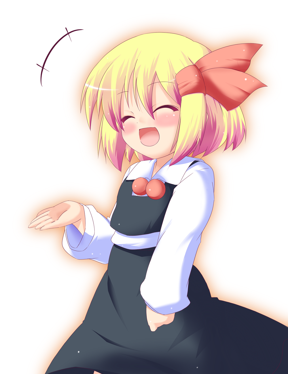 1girl, blonde_hair, blush, colorized, embodiment_of_scarlet_devil, closed_eyes, female_focus, gobaku_(pixiv)